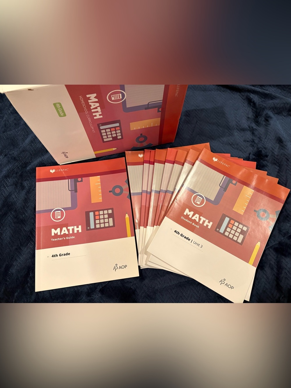 Lifepac 4th Grade Math Student Unit books (minus units 1&2) with teacher guide